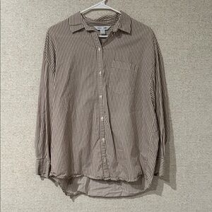 Old Navy Men's Casual Brown Striped Shirt